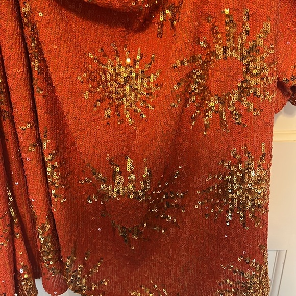 NWT Farm Rio Orange Sunny Mood Sequin Long Sleeve Mini Dress - Picture 6 of 9